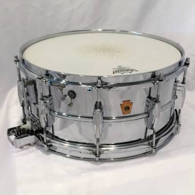 Ludwig No. 411 Super-Sensitive 6.5x14" Chrome Over Brass Snare Drum with Keystone Badge 1960 - 1963