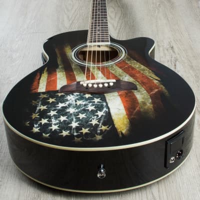 Oscar Schmidt OG10CEFLAG Concert Cutaway Spruce Top Mahogany Neck 6-String Acoustic-Electric Guitar image 10