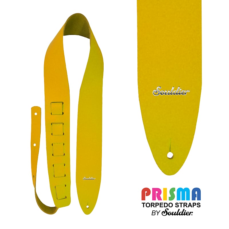 Souldier NEW 'Prisma' Leather Guitar Strap in Yellow - Free Shipping image 1