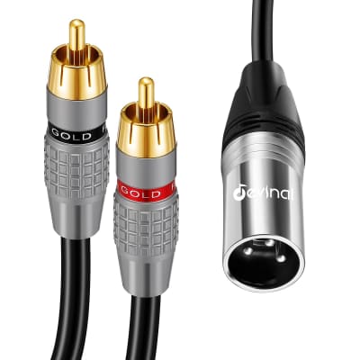 RCA Phono Split into 2 Dual Neutrik Male XLR Cable. Splitter Duplicator  Lead