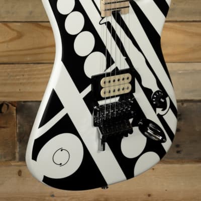 EVH Striped Series Circles Electric Guitar White & Black  w/ Gigbag for sale