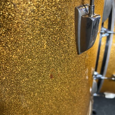 Vintage 60's Ludwig Hollywood Outfit 12/12/16/22" Drum Set Kit with matching 14" Jazz Fest Snare in Sparkling Gold Pearl image 11