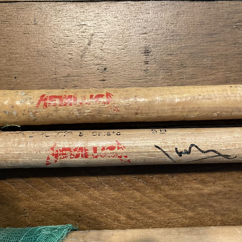 METALLICA Lars Ulrich signed/played drumsticks | Reverb