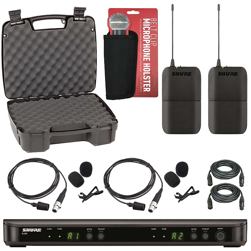 Shure BLX188/CVL Dual Lavalier Wireless Mic System + Case + Reverb