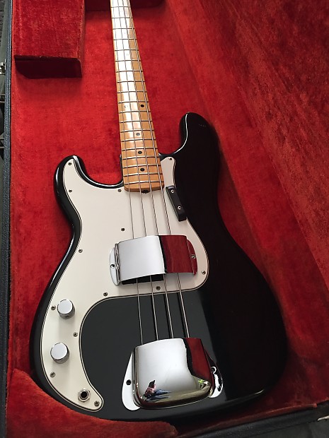 1975 LEFTY Fender Precision Bass  Black with White Pickguard image 1