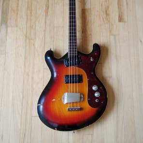 1966 Mosrite Joe Maphis Vintage Hollowbody Electric Bass Guitar Sunburst image 2