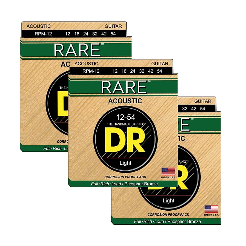 3 Sets DR Strings Rare RPM 12 Phosphor Bronze Acoustic Guitar