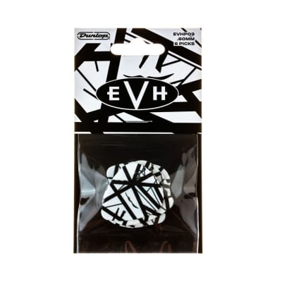 Dunlop Eddie Van Halen VH1 Guitar Pick 6 Pack - White w/Black Stripes