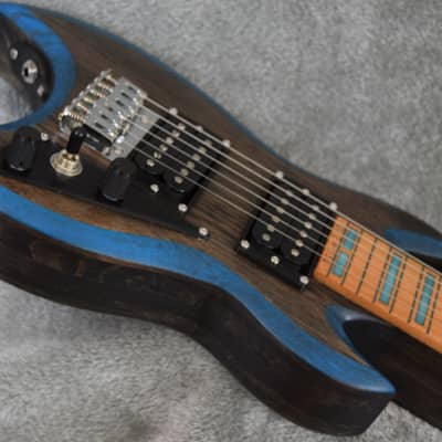Hand Made Lap Steel 2-hum VT3way Shannon X-Axe 2022 Stain Black Blue Bevels Satin Relic image 9