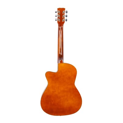DK-38C Basswood Guitar Bag Straps Picks LCD Tuner Pickguard String Set 2020s Brown image 5