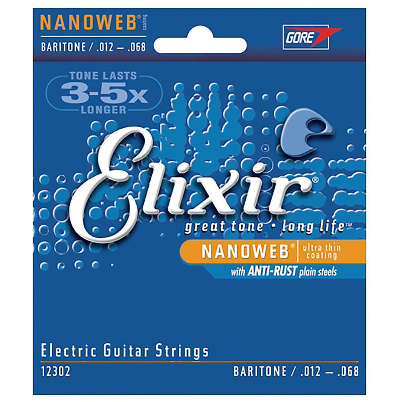 Elixir 12302 NanoWeb Baritone Electric Guitar Strings (12-68) image 1