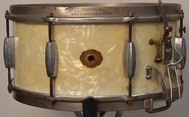 Slingerland 6.5x14 Broadcaster Radio King snare drum 1935 White