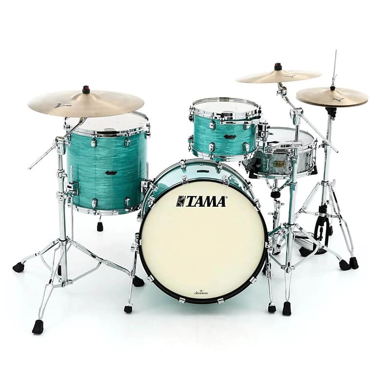 Tama Starclassic Maple 3pc Drum Set Surf Green Silk image 1