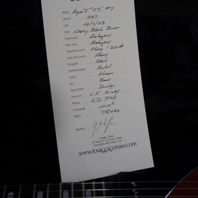 Knaggs Guitars Keya J P2 TT Tyler Tomlinson signature model in Cherry Black Burst Ser#7 image 12