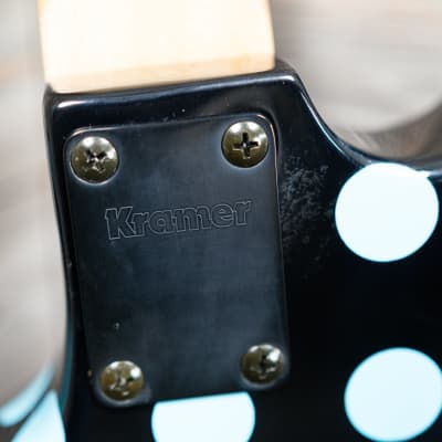 Kramer NightSwan Electric Guitar - Black with Blue Polka Dots (9023-SR) image 7