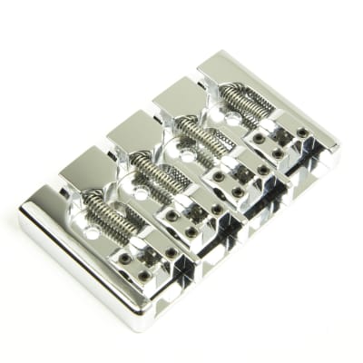 Hipshot A Style 4 Str Bass Bridge 5A4FM2BC Brass, Chrome Retrofits 5 Hole String-through