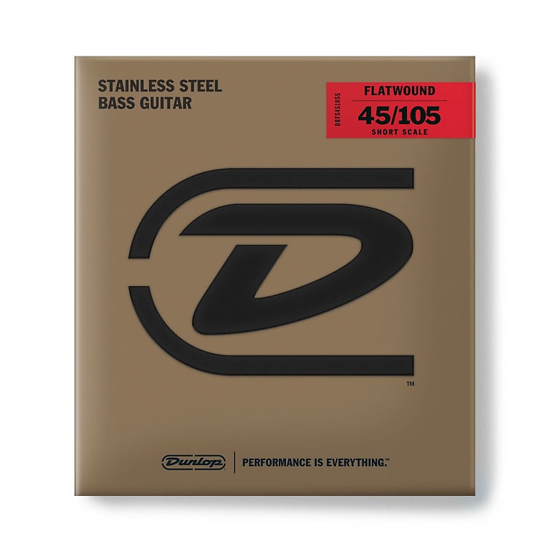 Dunlop Flatwound Stainless Steel Bass Guitar Strings; short scale gauges 45-105 image 1