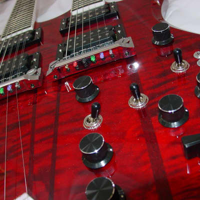 B.C. Rich Custom Shop Handmade Bich Doubleneck Guitar Trans Red image 8