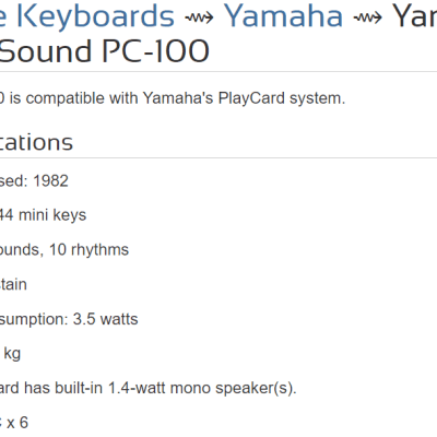 Vintage '80s mini synth Yamaha PC 100 - Synthesizer Playcard System image 5