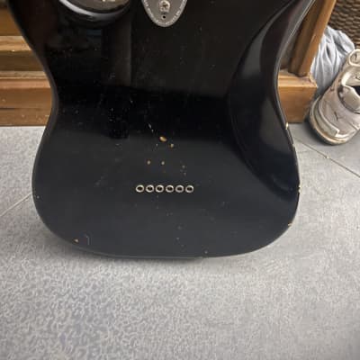 1979 Fender Statocaster s912614 Black with rosewood neck and pearl pick guard and  inlay image 4