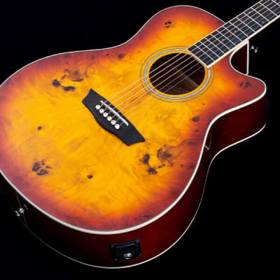 Washburn  DFBACEA | Deep Forest Burl Grand Auditorium Acoustic Electric Guitar, Amber Fade. New with Full Warranty! image 7