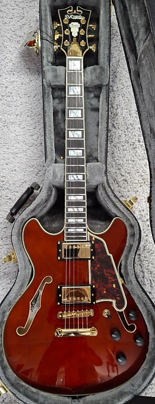 D'Angelico Excel Mini DC Semi-Hollow Body Electric Guitar with Hard Case, Viola image 1