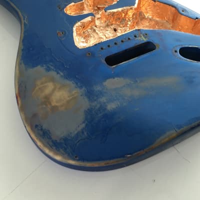 Custom Vintage ST60s Strat Style Lake Placid Blue Over Red Guitar Body Heavy Relic 4.3 Lb image 7