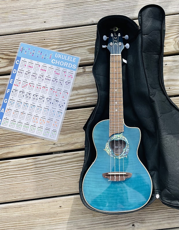 Luna Concert Dolphin Ukulele Electric Acoustic Reverb