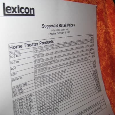 Lexicon Products Price Sheet Brochure from  1999 image 4
