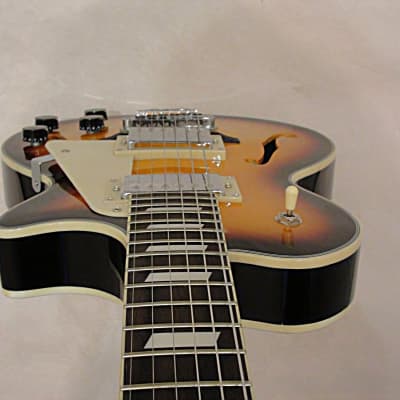 Johnson Jh-100 Delta Rose Spruce top Hollow Body F Hole LP size Electric Guitar  3 Tone Sunburst image 7