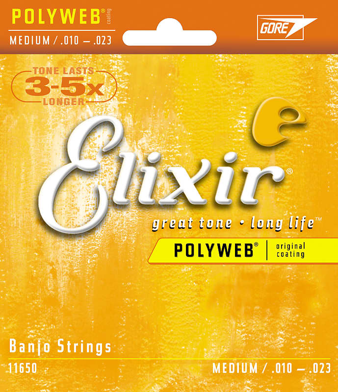 Elixir 11650 Polyweb Nickel Plated Steel Banjo Strings - Medium (10-23) image 1
