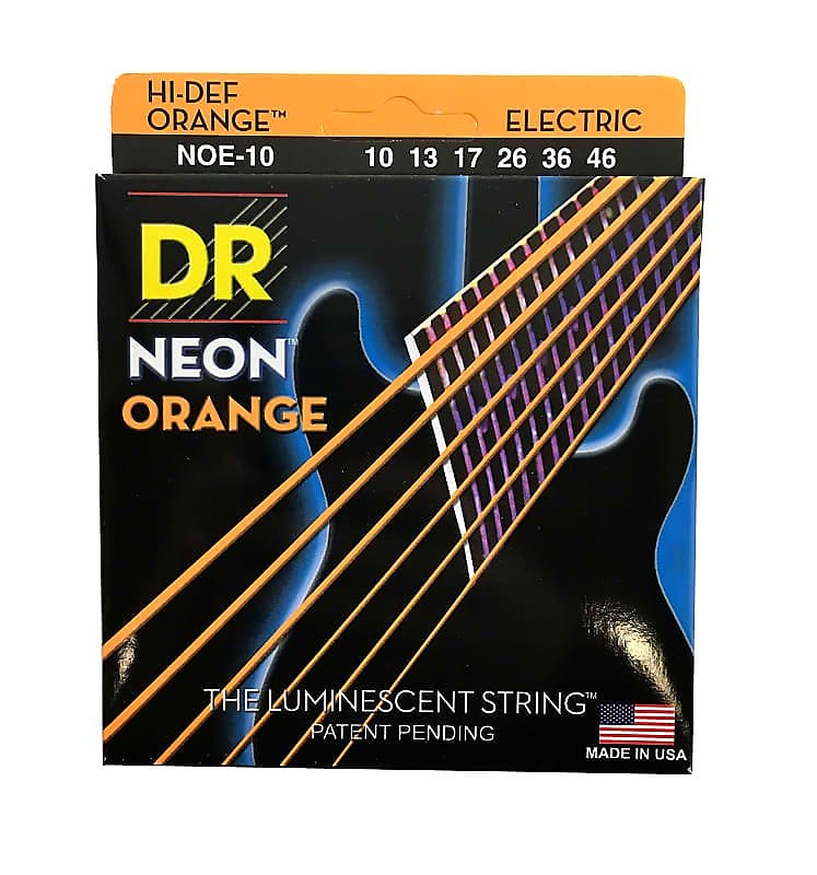 DR Strings Guitar Strings Electric Neon Orange 10-46 Medium image 1