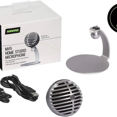 Shure MV5 Digital Condenser Microphone with Cardioid - Plug-and-play with iOS, Mac, PC, Onscreen Control w/ ShurePlus MOTIV Audio App, Includes USB and Lightning Cables (1m each) - Gray w/ Black Foam image 5