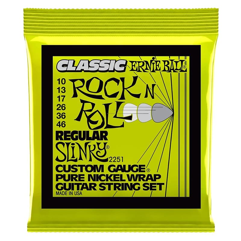 Ernie Ball 10-46 Regular Slinky Classic Rock N Roll Pure Nickel Wrap Electric Guitar Strings image 1