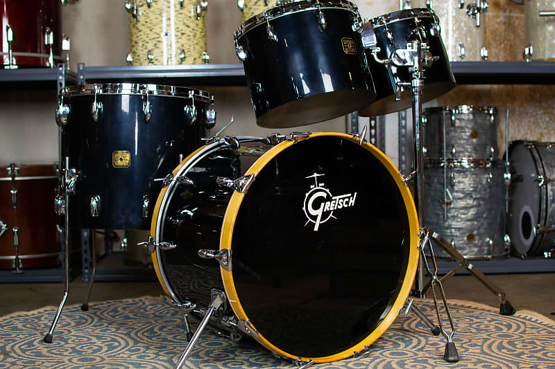 1980s Gretsch Black Nitron "Concert Tom" Drum Kit Reverb