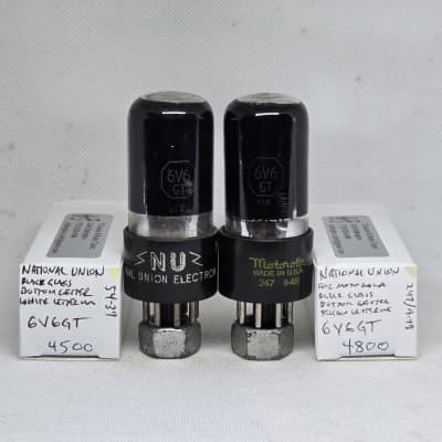 Tests NOS Matched Pair National Union / NU USA 6V6GT Grey