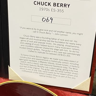Video! 2021 Gibson Custom Shop Chuck Berry 70's ES-355 Aged - Wine Red image 21