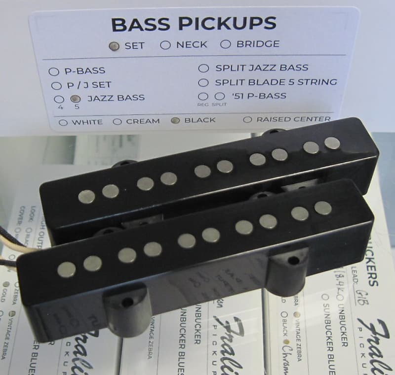Lindy Fralin 5-String Jazz Bass Pickups Set  Black image 1