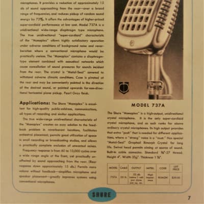 Vintage 1960's Shure 737A crystal microphone Satin Chrome w period Atlas DS-7 desk stand image 2