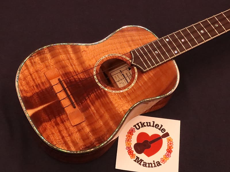 Maui Music Deluxe Curly Koa Concert with Paua Shell Inlay | Reverb