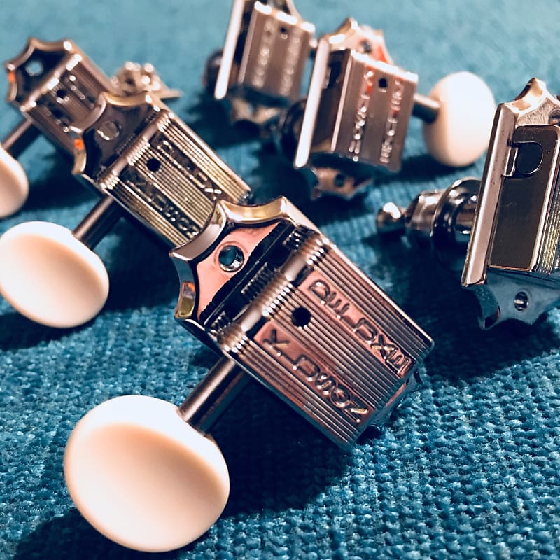 TonePros Kluson 3x3 White Button Tuners Chrome Reverb