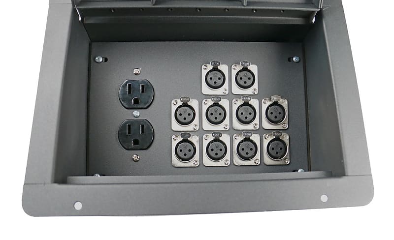 Elite Core FBL10+AC Large Recessed Floor Box with 10xXLRF and 2 AC Connectors image 1