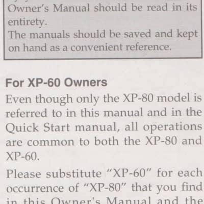 Roland XP-60 XP-80 Music Work Station 64 Voice 4 X Expansion Owner's Manual image 1