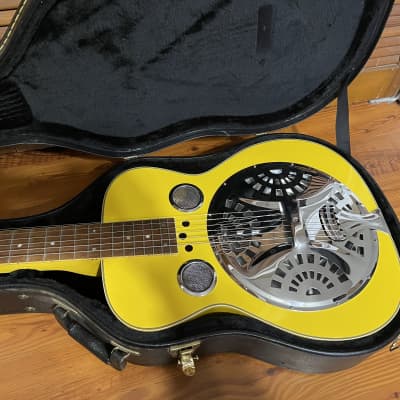 Regal RD-40 Gloss Yellow Squareneck Dobro Guitar and hard case image 5