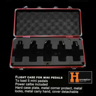 Harvester Red Brushed Aluminum FX Pedal Carrying Case holds 5 Mini FX Great Quality Built Tough image 4