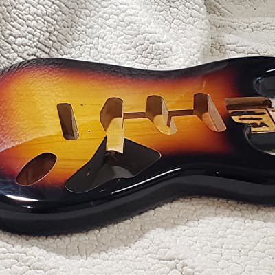 Top quality USA made Alder gloss Nitro body in "3 tone sunburst". Made for a Strat neck.#3TNS-1. only 3lb ,11 ounces. Free pick guard while supplies last. image 3