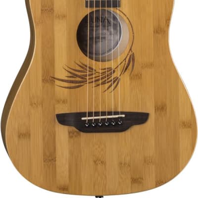 Luna SAF-BAMBOO Safari Bamboo 3/4 Scale Travel Guitar Natural with Design, Support Indie Music ! image 1