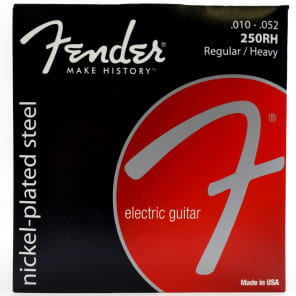 Fender Super 250 Guitar Strings, Nickel Plated Steel, Ball End, 250RH Gauges .010-.052, (6)