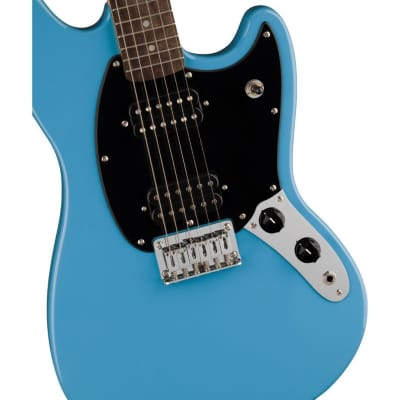 Squier Sonic Mustang HH 6-String Right-Handed Electric Guitar with Maple Neck, Laurel Fingerboard and 1-Ply Black Pickguard (California Blue) image 4