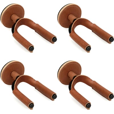 Levy's FGHNGR Black Forged Guitar Hanger (4 Pack) - Tan Leather